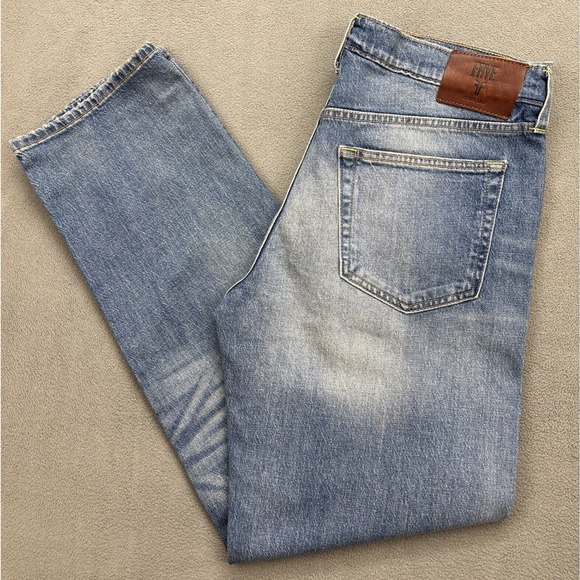 Frye Mens Size 34x32 Straight Leg Mid Rise Denim Blue Jeans Western Medium Wash - Picture 1 of 14